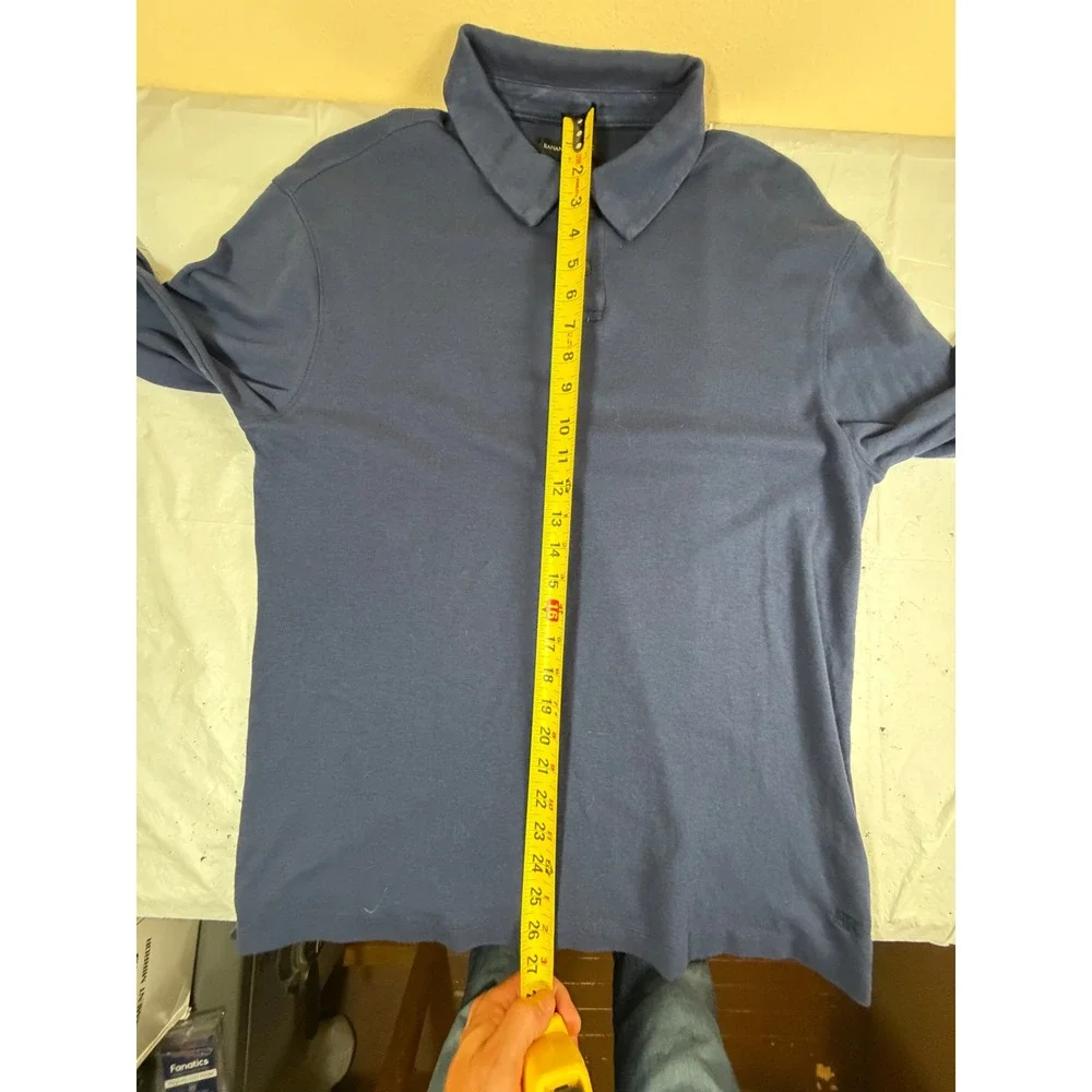 Banana Republic Mens Long Sleeve Polo Shirt Navy Blue 100% Cotton Large L